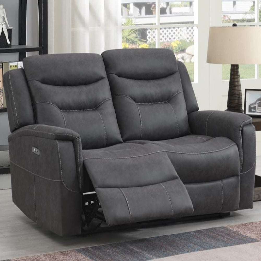Hasselt Fabric Electric Recliner 2 Seater Sofa In Grey