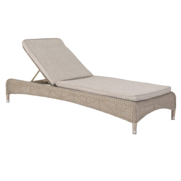 Haverhill Rattan Garden Adjustable Sun Lounger In Natural Pistachio | Bed Sava