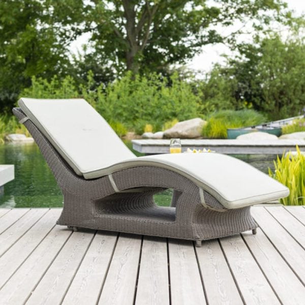 Haverhill Rattan Garden Fixed Sun Lounger In Grey Dusk | Bed Sava
