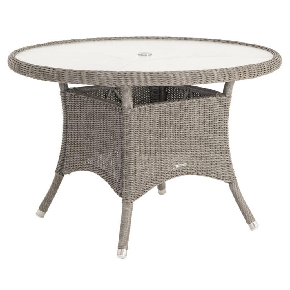 Haverhill Small Glass Top Round Dining Table In Grey Dusk