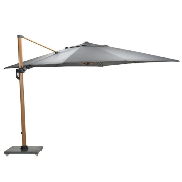 Hawo Polyester Garden Deluxe Parasol In Dark Grey And Oak | Bed Sava