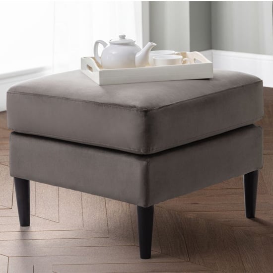 Hachi Truffle Velvet Ottoman In Grey