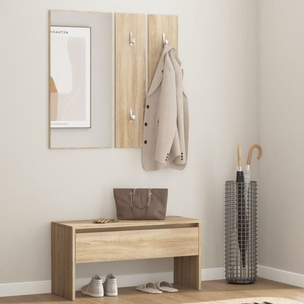 Hazen Wooden 4 Piece Hallway Furniture Set In Sonoma Oak | Bed Sava