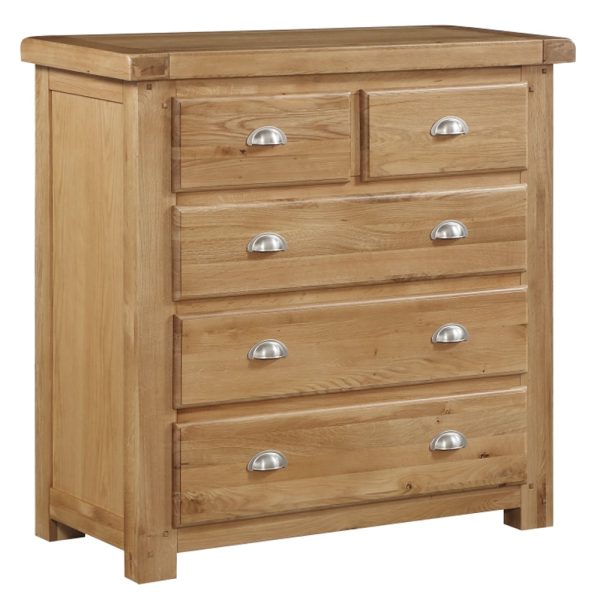 Heaton Wooden Chest Of 5 Drawers In Oak | Bed Sava
