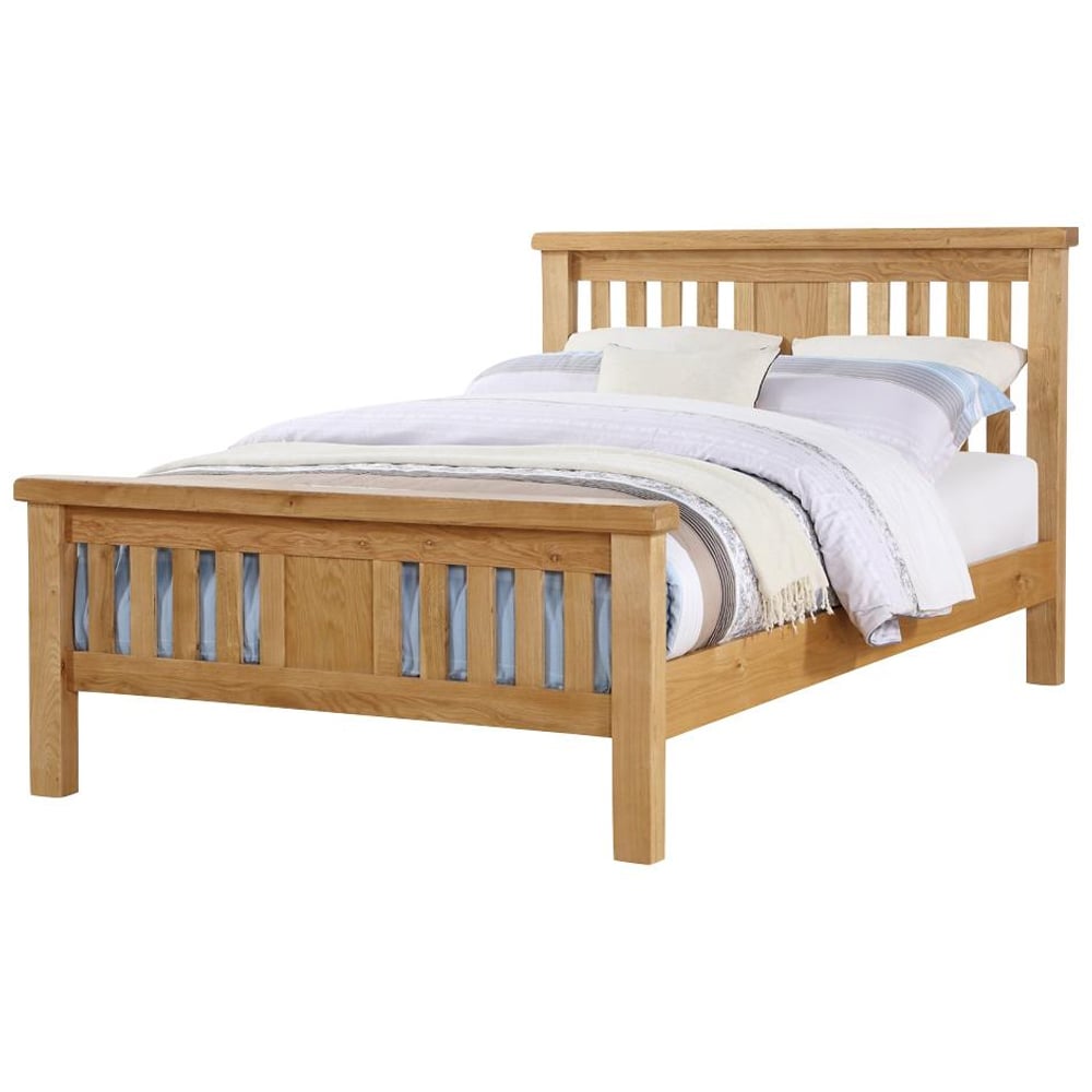Heaton Wooden High End King Size Bed In Oak
