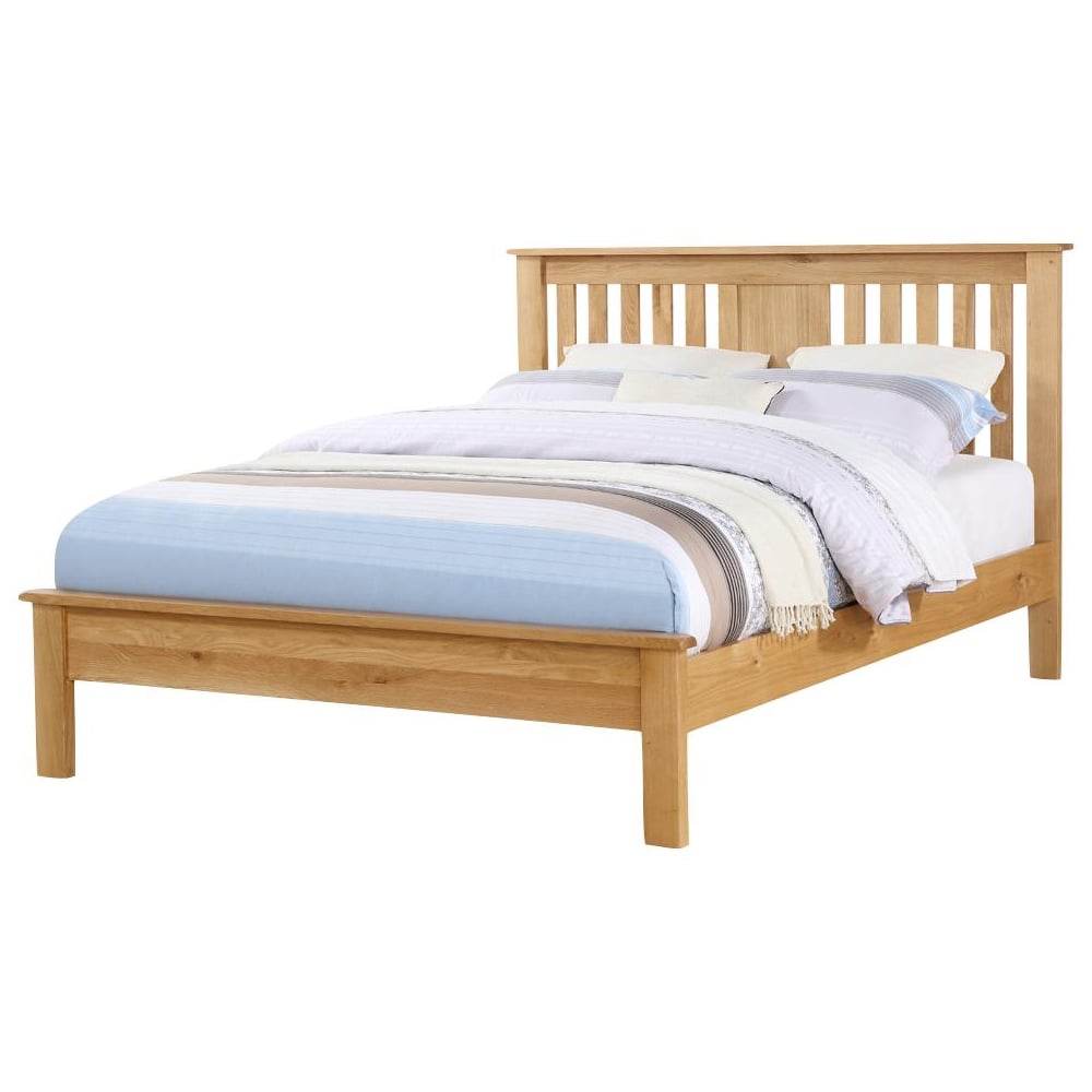 Heaton Wooden Low End King Size Bed In Oak