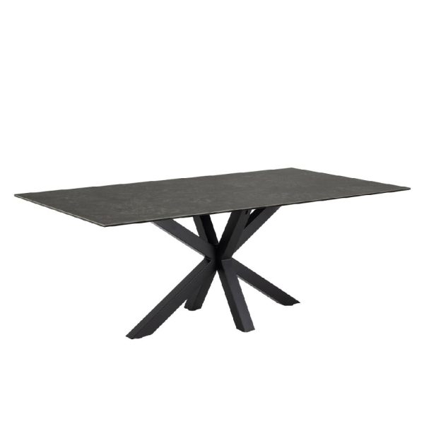 Hebron Ceramic Dining Table With Metal Base In Black | Bed Sava