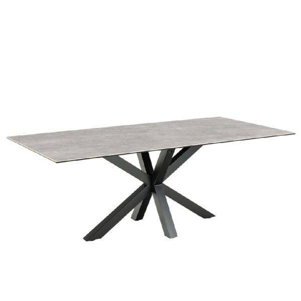 Hebron Ceramic Dining Table With Metal Base In Grey | Bed Sava
