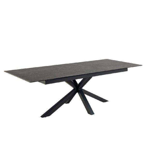 Hebron Ceramic Large Extending Dining Table In Black | Bed Sava