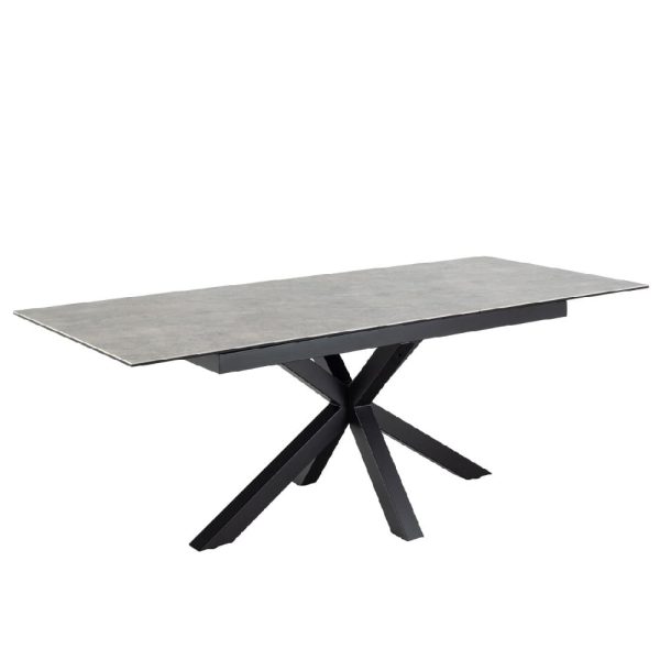 Hebron Ceramic Small Extending Dining Table In Grey | Bed Sava