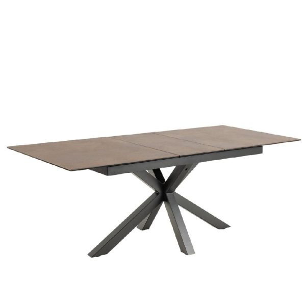 Hebron Ceramic Small Extending Dining Table In Rusty Brown | Bed Sava