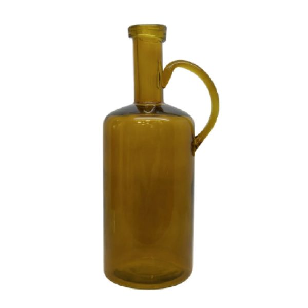 Hebron Glass Hand Blown Vase In Amber | Bed Sava