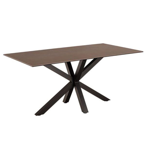 Hebron Large Ceramic Top Dining Table In Rusty Brown | Bed Sava