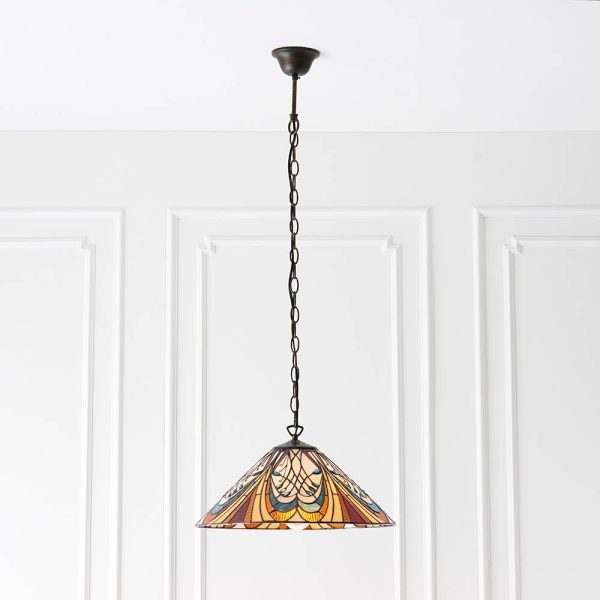Hector Tiffany Glass Shade Pendant Light In Satin Black | Bed Sava