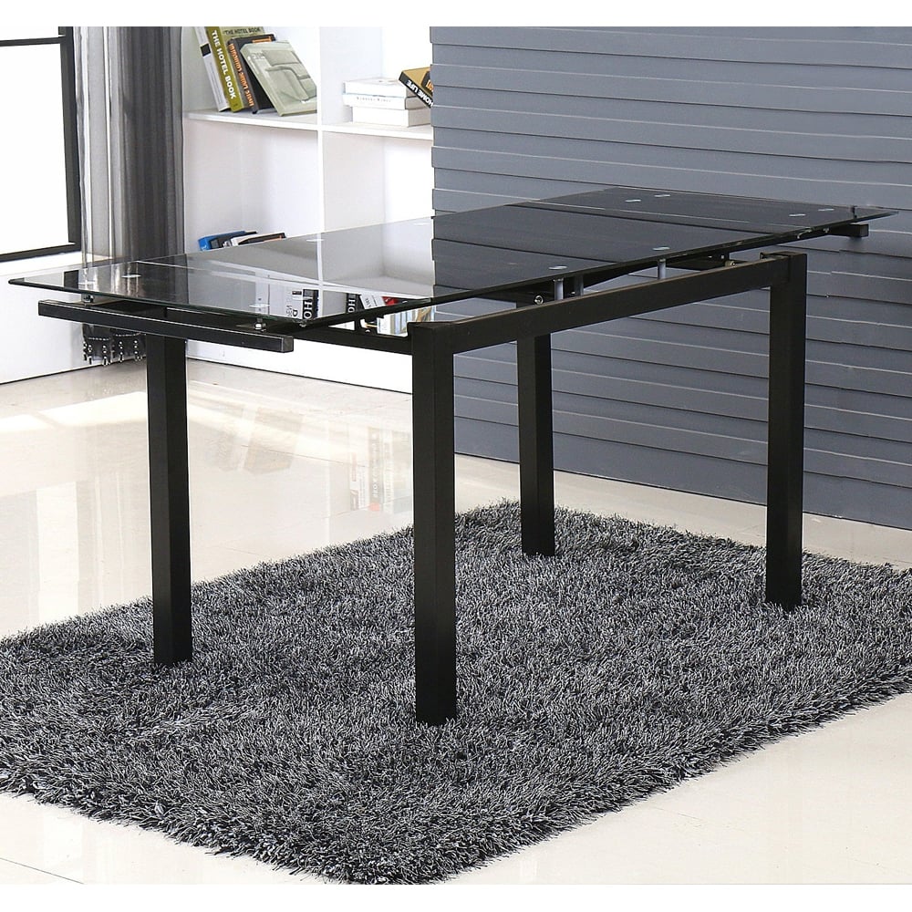 Helena Large Glass Extending Dining Table In Black
