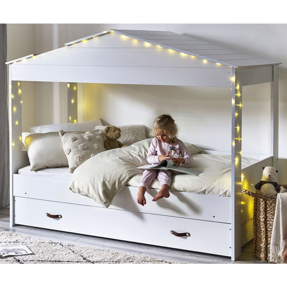 Helix Wooden Children Lower Sleeper Bed With 1 Drawer In White