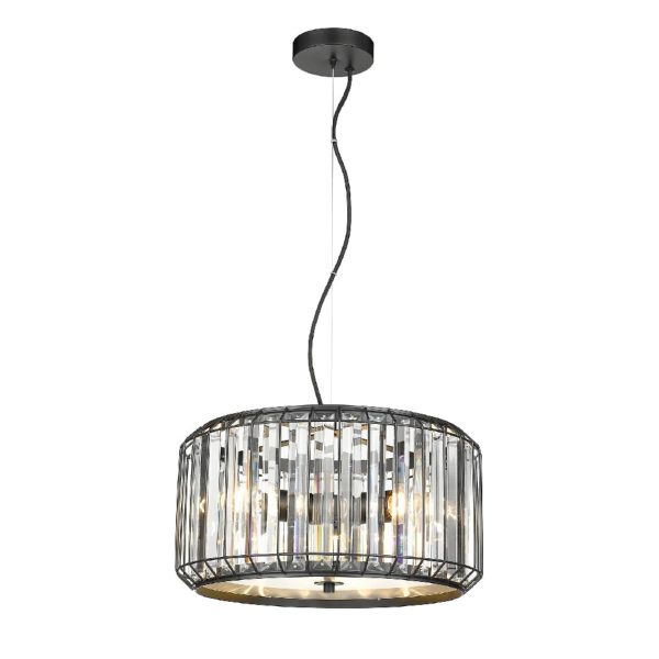 Hendon Clear Crystal Shade Pendant Light In Black | Bed Sava