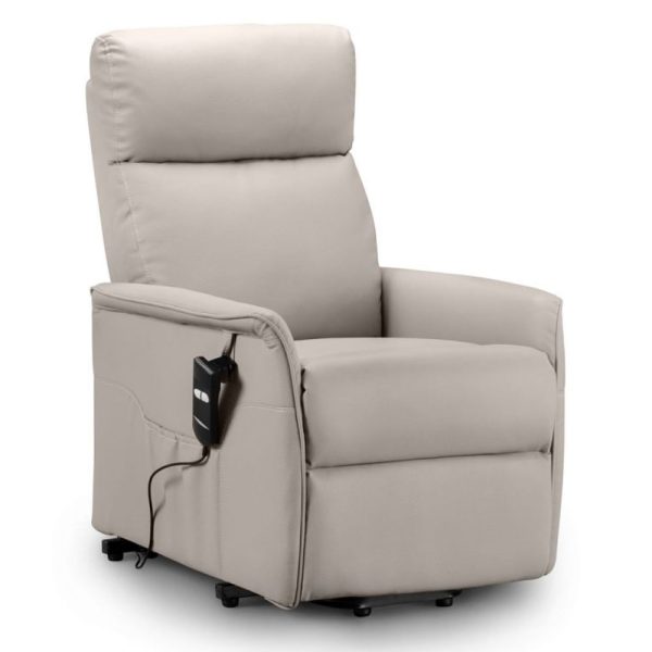 Henry Faux Leather Recliner Armchair In Pebble White | Bed Sava