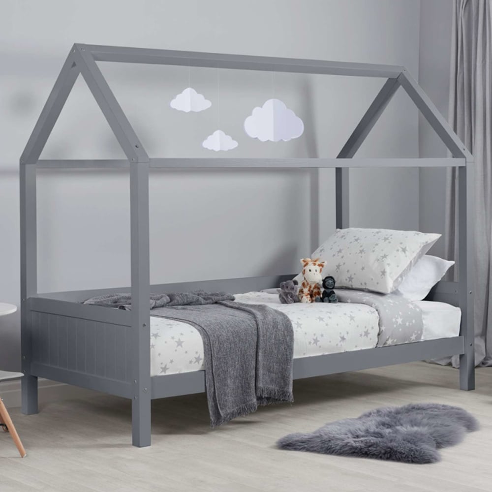 Herrin Wooden Single Bed In Grey