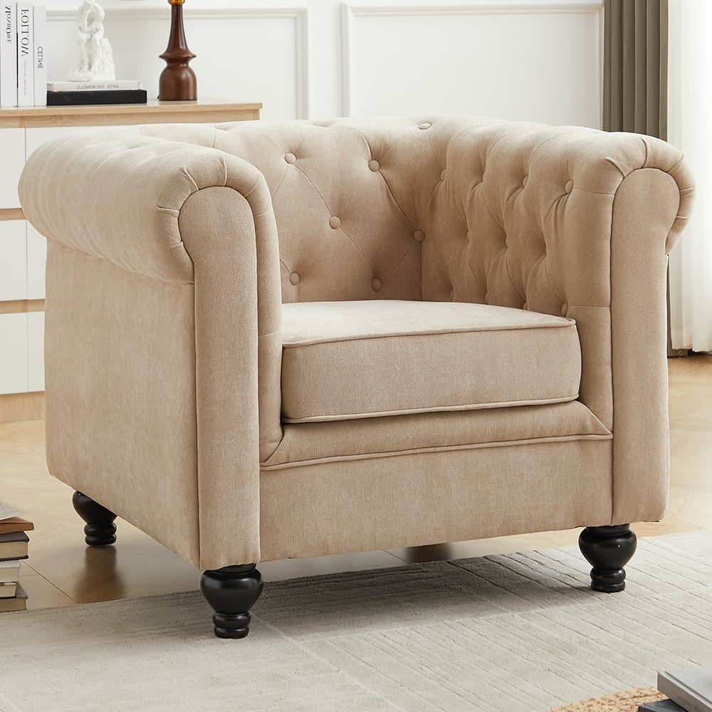 Hertford Fabric 1 Seater Sofa In Stone