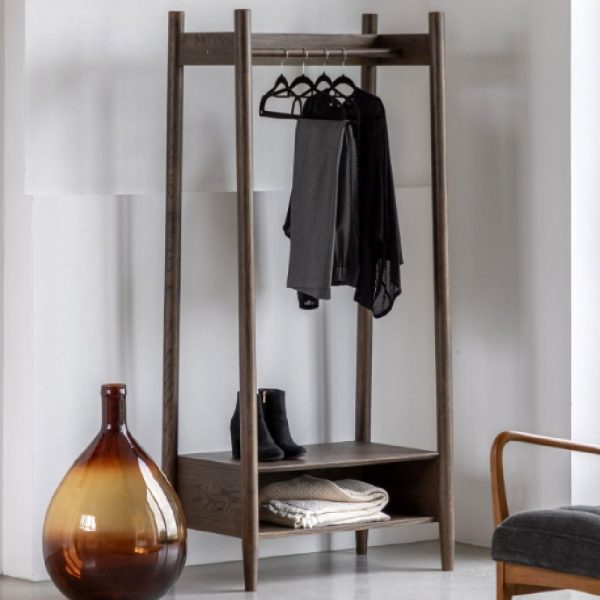 Hervey Wooden Coat Rack With 1 Shelf In Smoked | Bed Sava