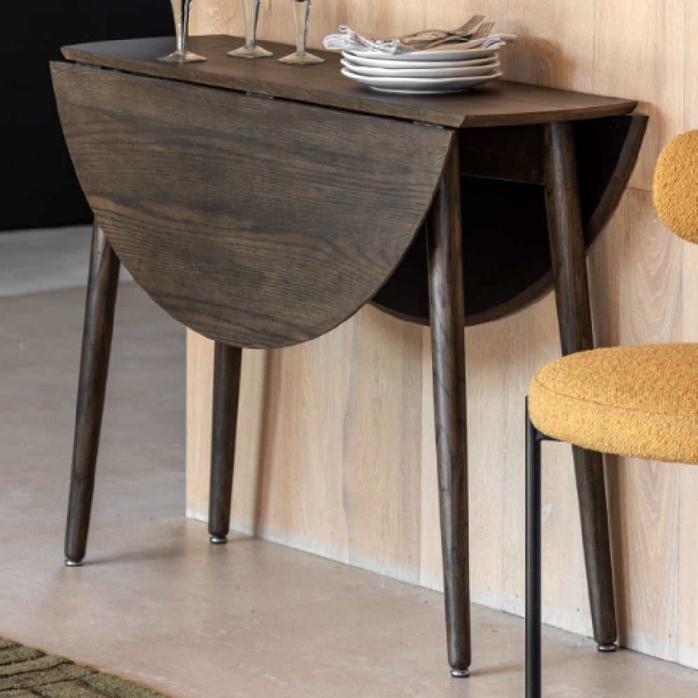 Hervey Wooden Folding Dining Table In Smoked