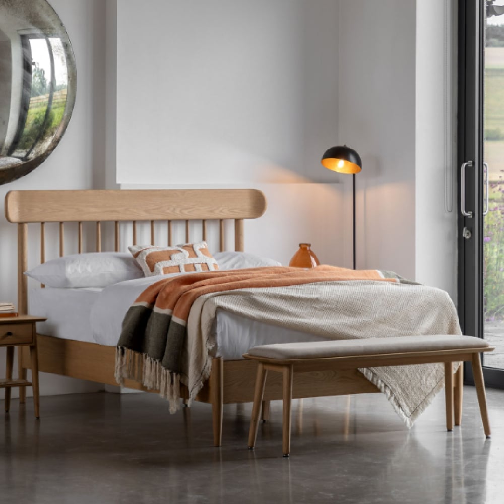 Hervey Wooden Spindle King Size Bed In Natural