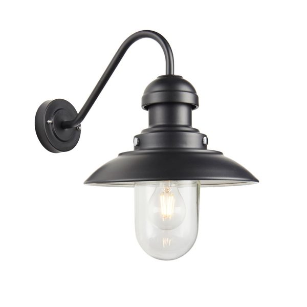 Hewitt Clear Glass Shade Wall Light In Matt Black | Bed Sava