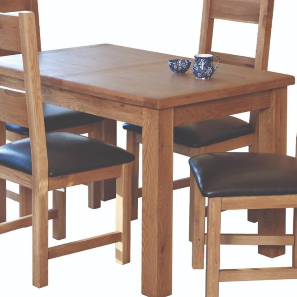 Hewitt Small Wooden Extending Dining Table In Rustic Oak