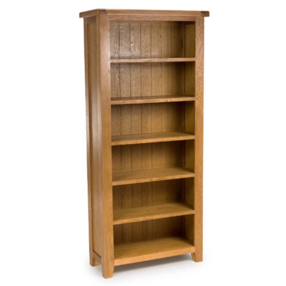 Hewitt Wooden Bookcase With 6 Shelves In Rustic Oak