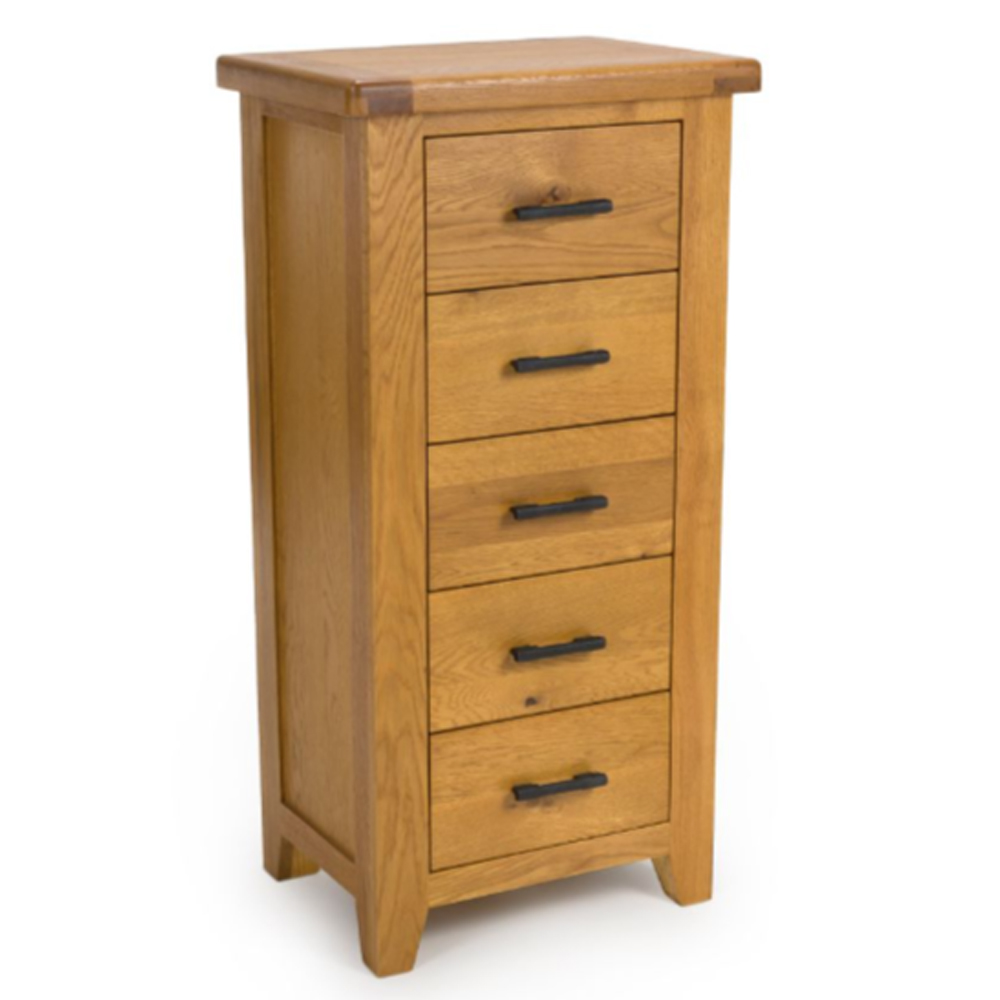 Hewitt Wooden Chest Of 5 Drawers In Rustic Oak