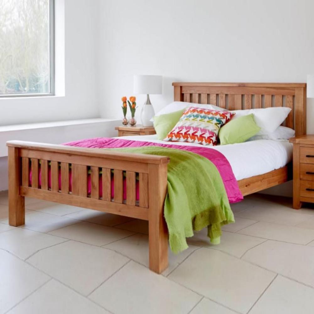 Hewitt Wooden King Size Bed In Rustic Oak