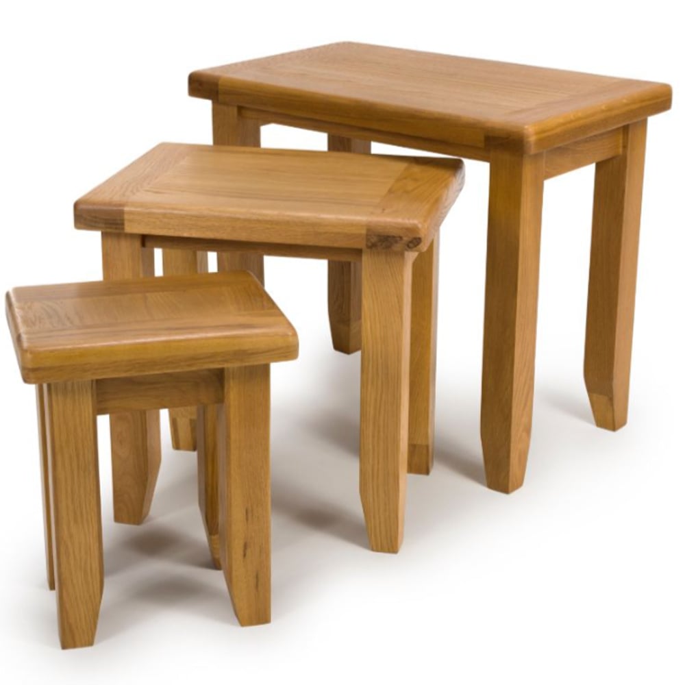 Hewitt Wooden Set Of 3 Nesting Tables In Rustic Oak