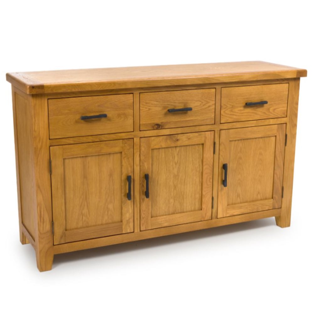 Hewitt Wooden Sideboard With 3 Doors 3 Drawers In Rustic Oak