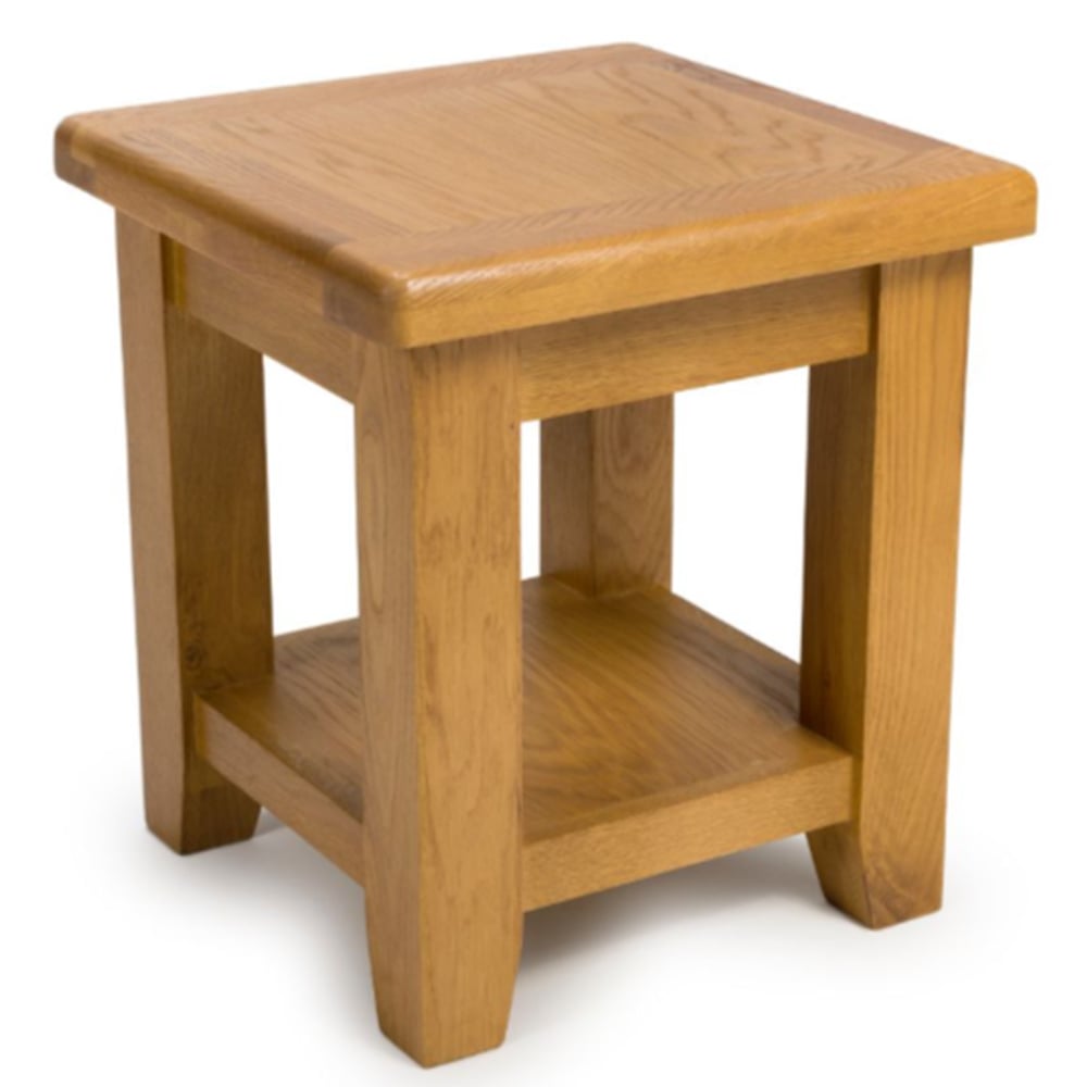 Hewitt Wooden Square End Table In Rustic Oak