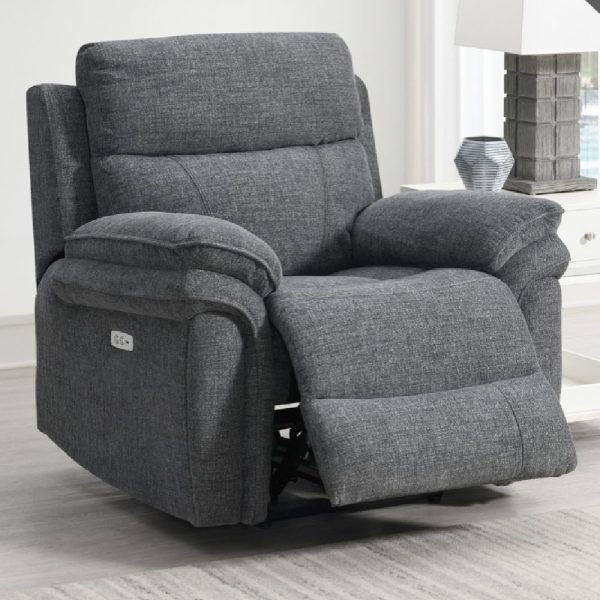 Hialeah Fabric Electric Recliner 1 Seater Sofa In Dark Grey | Bed Sava