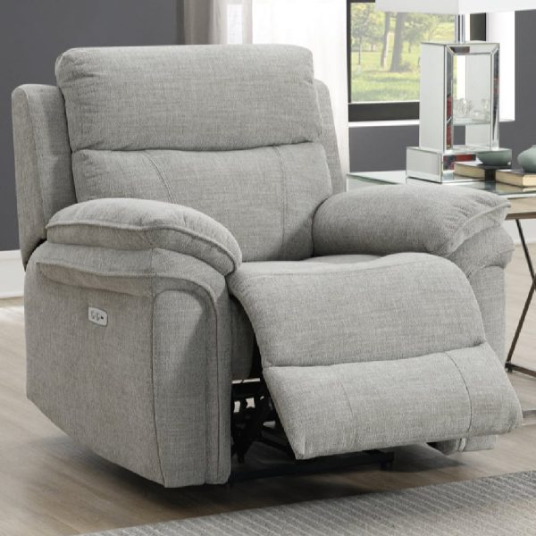 Hialeah Fabric Electric Recliner 1 Seater Sofa In Light Grey | Bed Sava