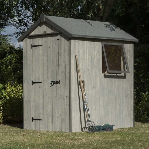 Hidalgo Large Wooden Garden Heritage Shed With 1 Door In Dark Grey | Bed Sava