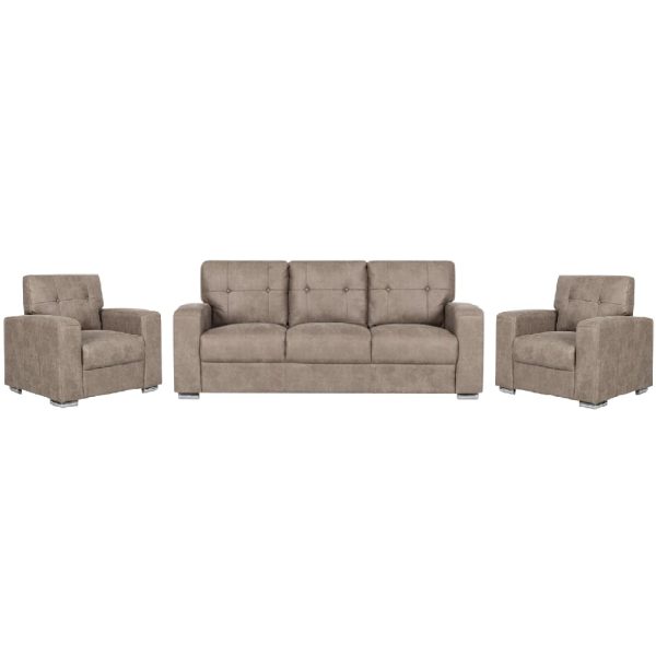 Hobart Fabric 3+1+1 Seater Sofa Set In Taupe | Bed Sava