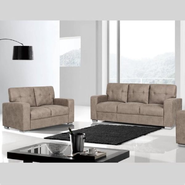 Hobart Fabric 3+2 Seater Sofa Set In Taupe | Bed Sava