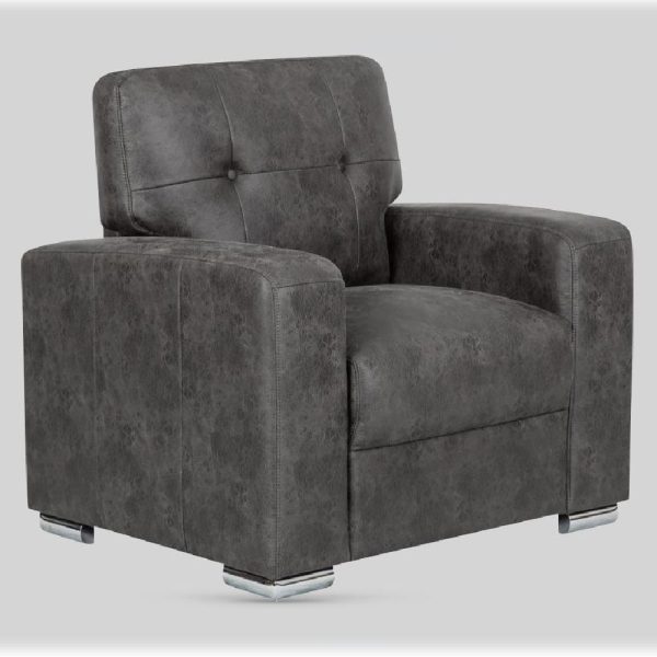 Hobart Fabric 1 Seater Sofa In Dark Grey | Bed Sava