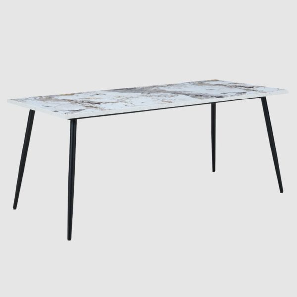 Hobart Large Wooden Dining Table In Pandora Marble Effect | Bed Sava