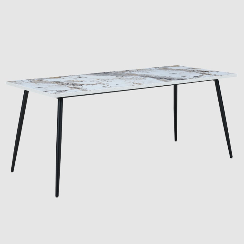 Hobart Large Wooden Dining Table In Pandora Marble Effect