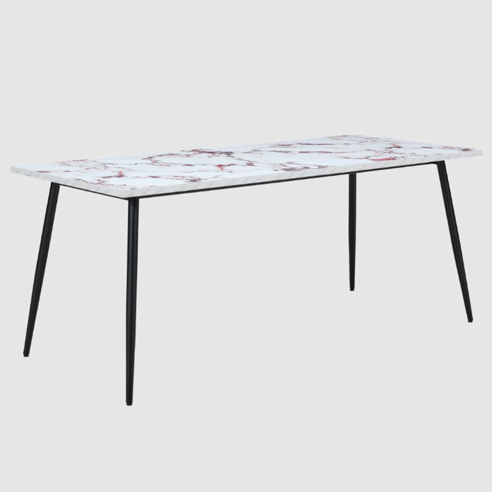Hobart Large Wooden Dining Table In Violetta Marble Effect
