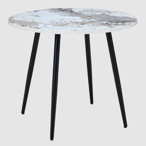 Hobart Wooden Round Dining Table In Pandora Marble Effect | Bed Sava