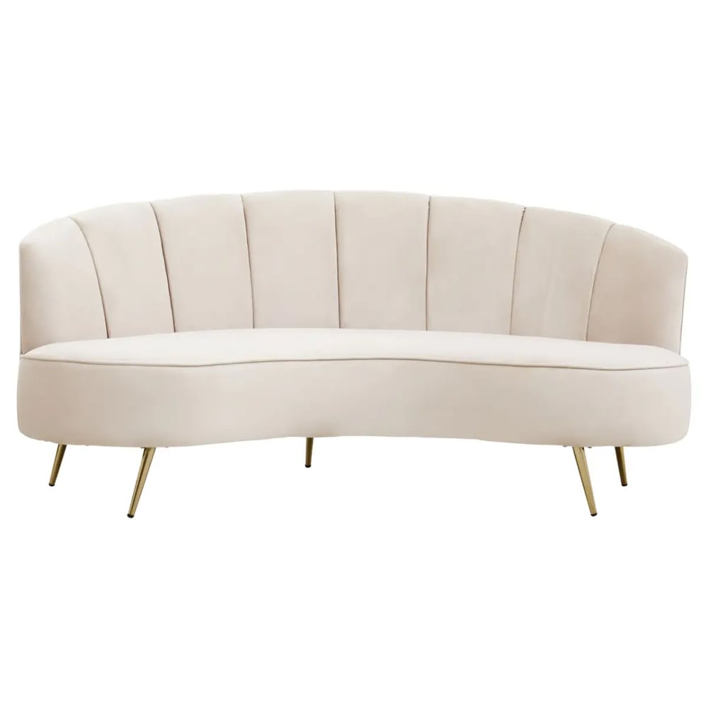 Hockley Velvet 3 Seater Sofa In Beige