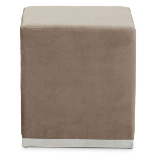 Hogan Square Velvet Stool With Silver Steel Base In Mink
