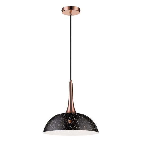 Holborn Matt Black Shade Pendant Light Large In Copper | Bed Sava