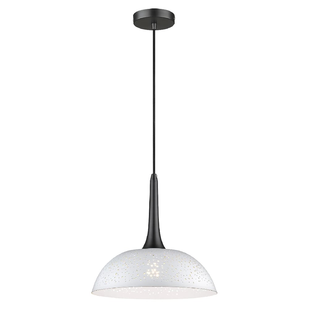 Holborn White Shade Pendant Light Large In Matt Black