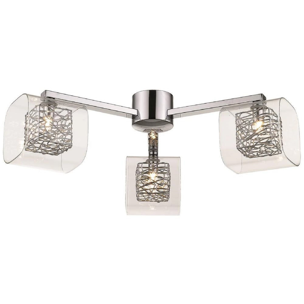 Holland 3 Light Clear Glass Flush Light In Chrome